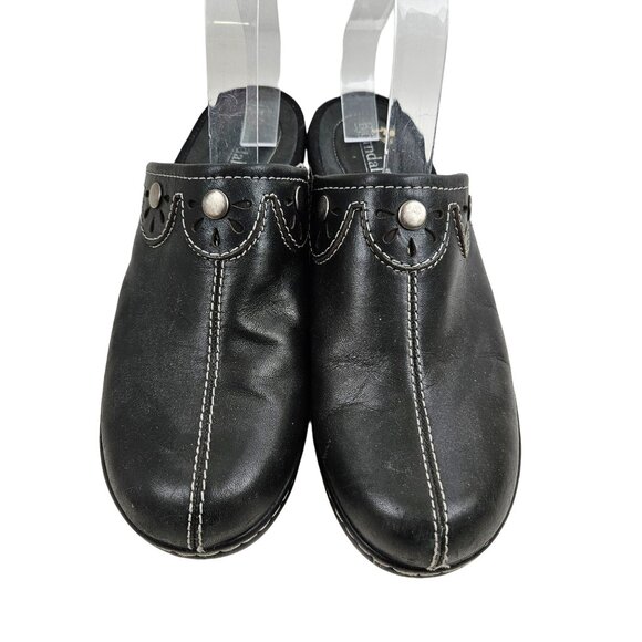 Bjorndal Shoes Womens 9 Seneca Black Leather Slip On Clog Casual Comfort - Picture 2 of 8